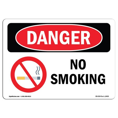 Signmission OSHA Danger Sign, No Smoking, 5in X 3.5in Decal, 3.5" W, 5" L, Landscape, No Smoking OS-DS-D-35-L-1469